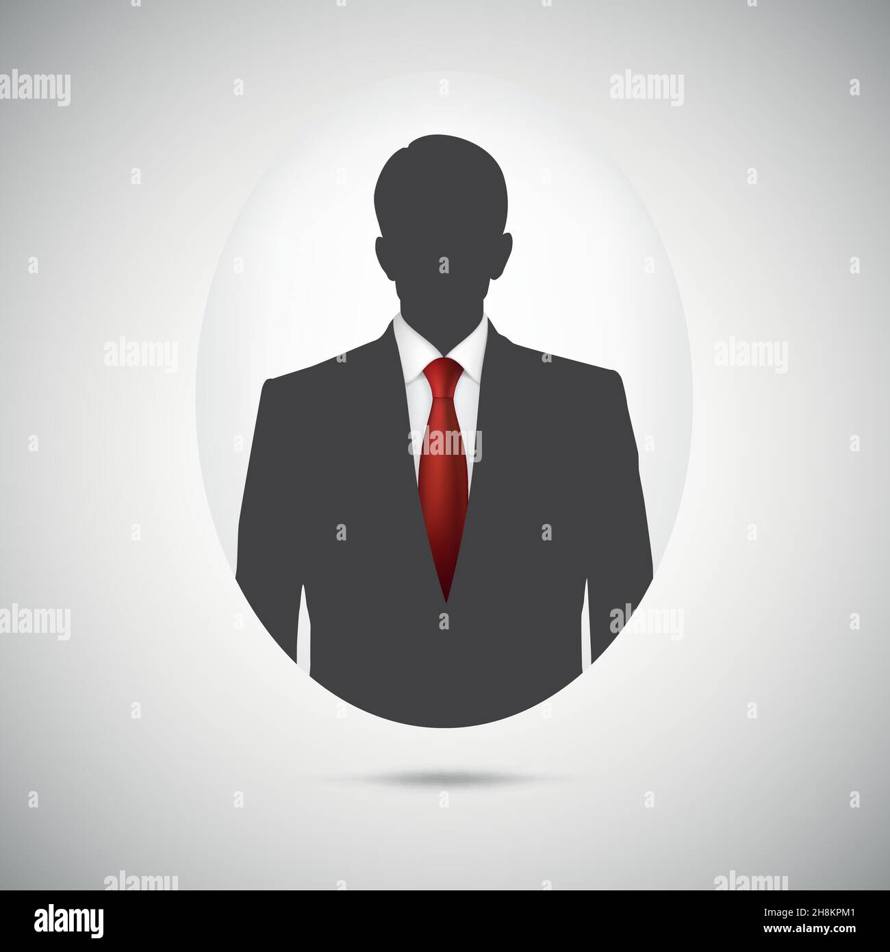 Male person silhouette. Profile picture whith red tie. Stock Vector
