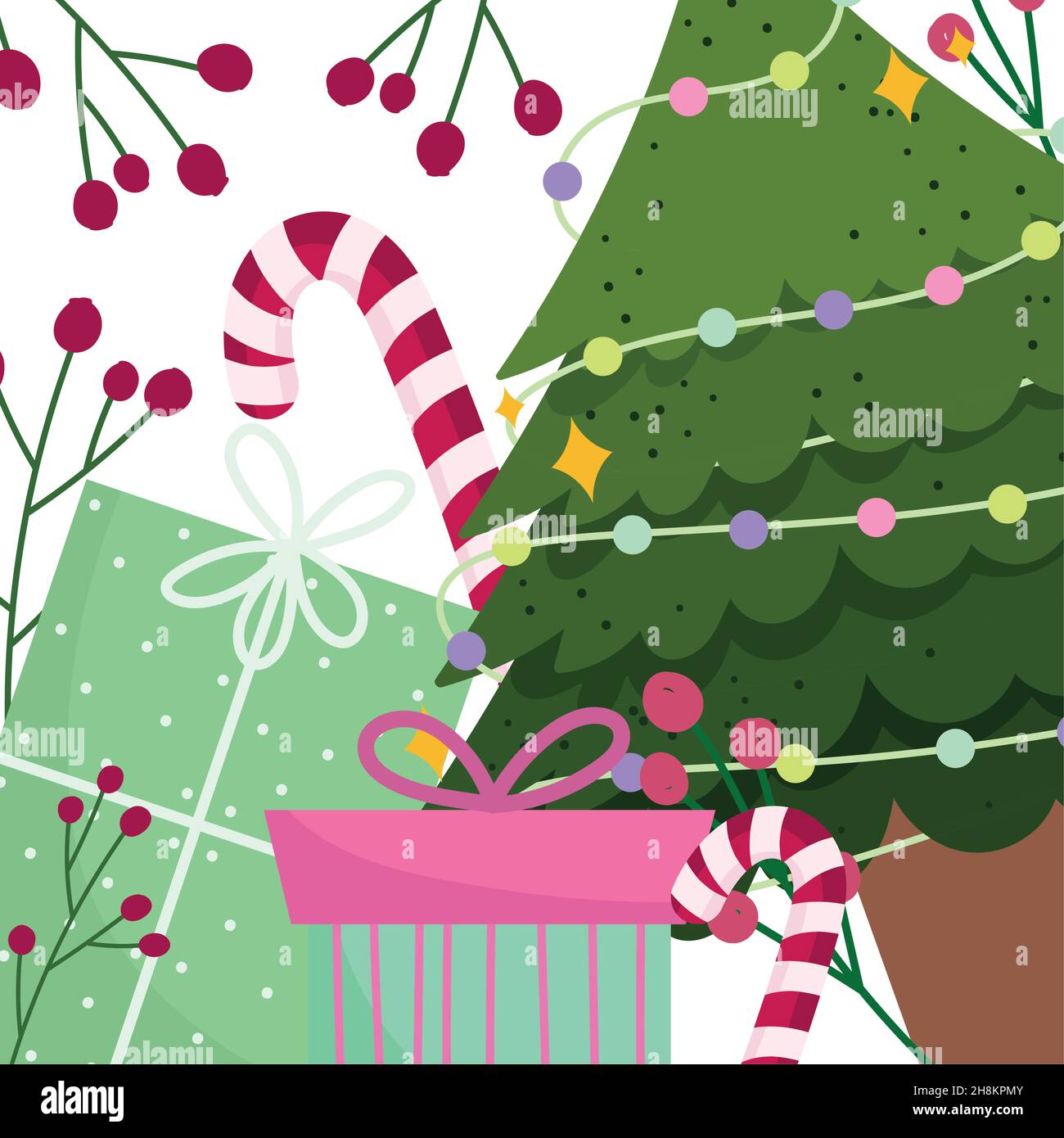 christmas tree gifts and candy Stock Vector Image & Art - Alamy