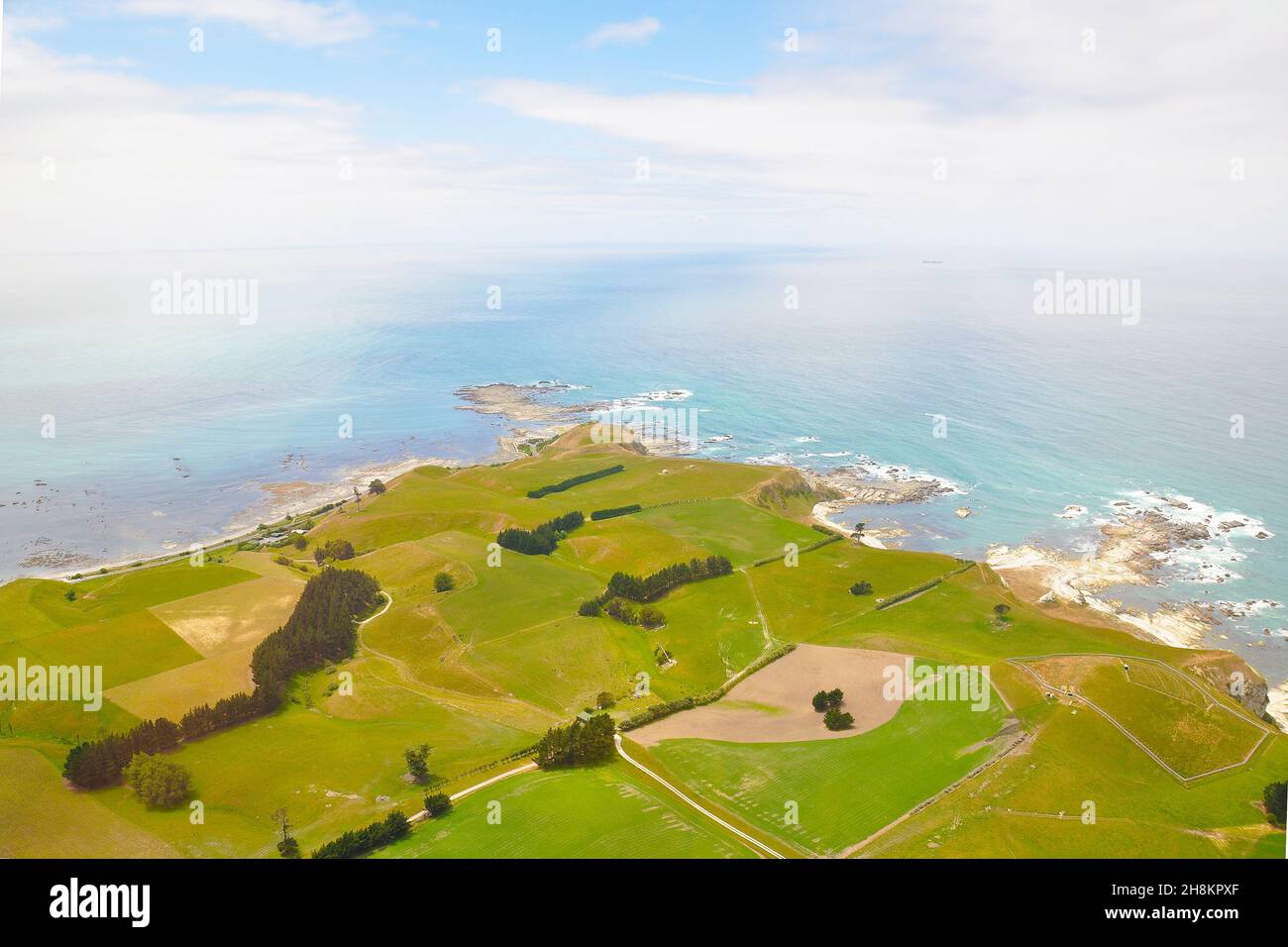Arial view of Kaikoura, New Zealand. Taken from helicopter view. Stock Photo