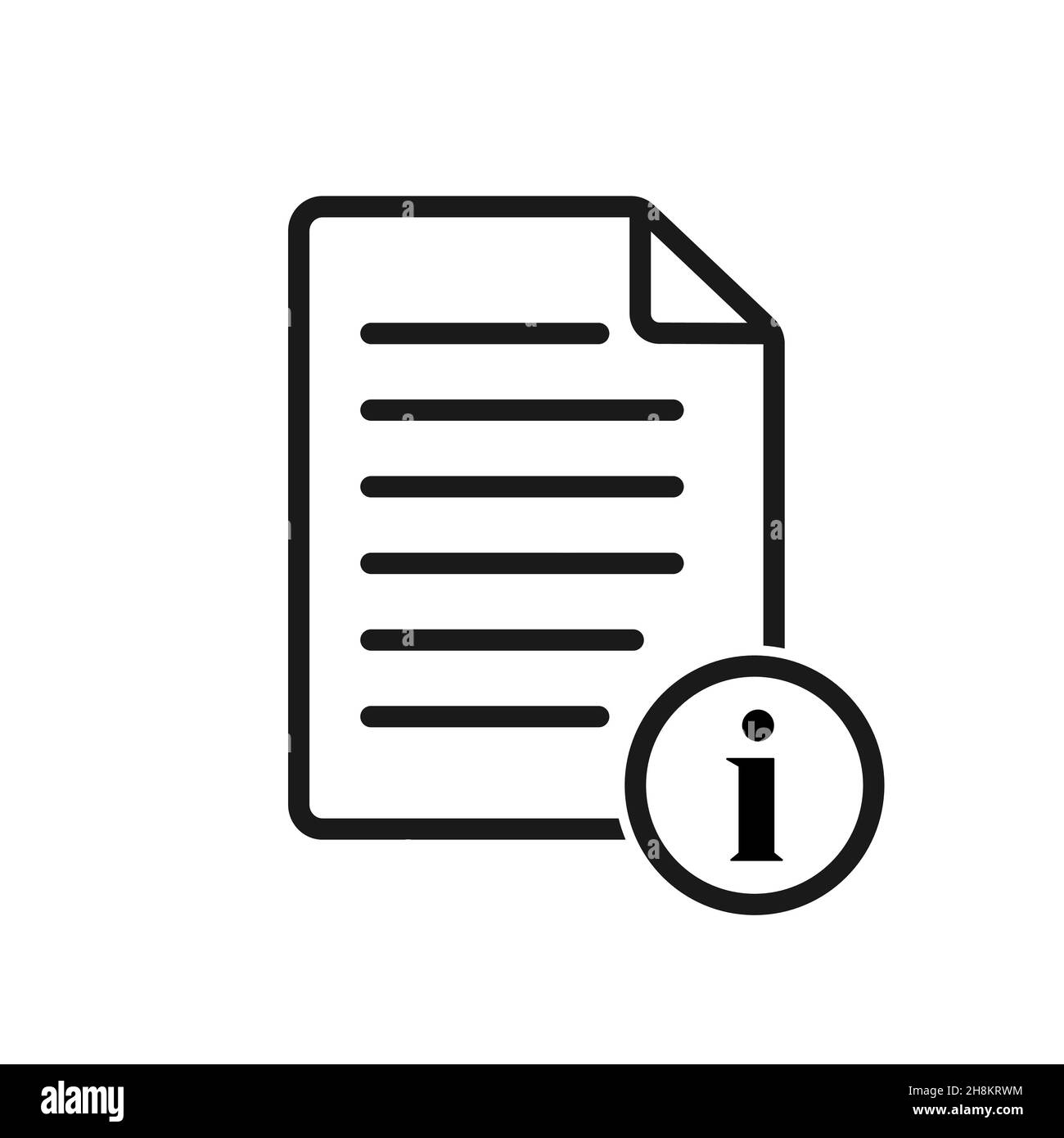 document information vector icon, file sign isolated on white ...