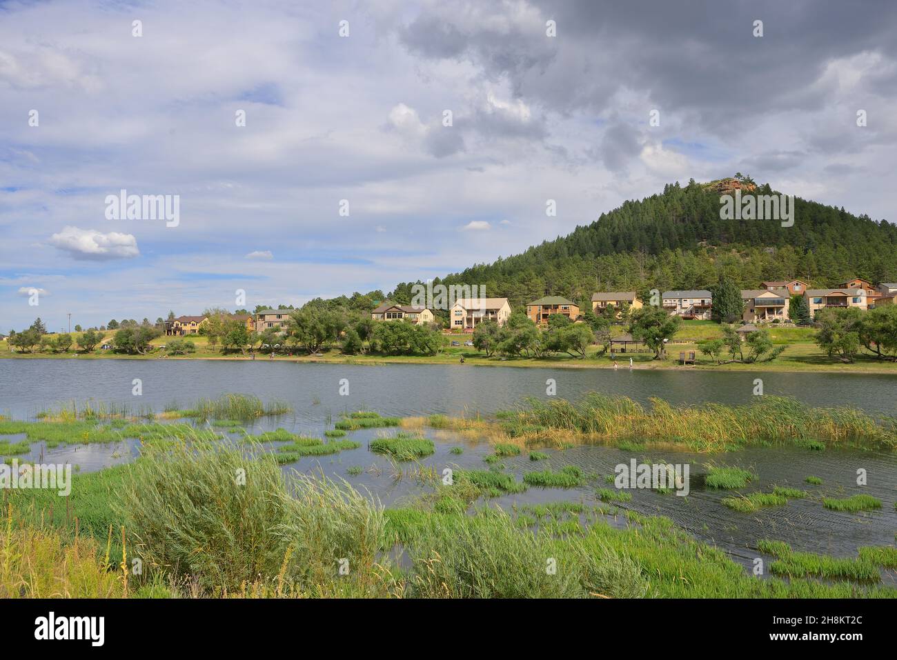 A stormy afternoon at the lakeshore, Palmer Lake CO Stock Photo