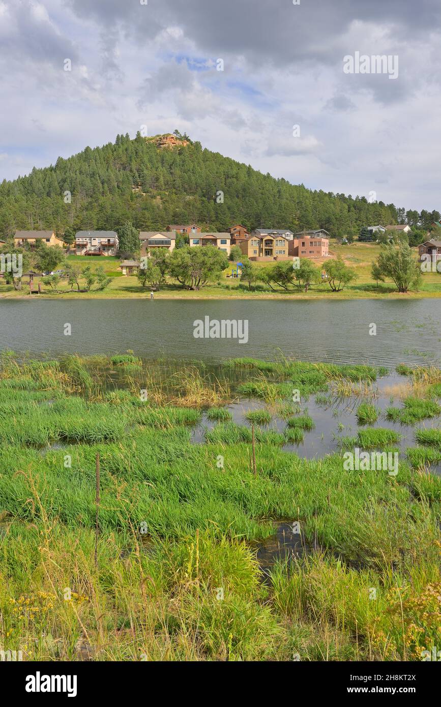 A stormy afternoon at the lakeshore, Palmer Lake CO Stock Photo