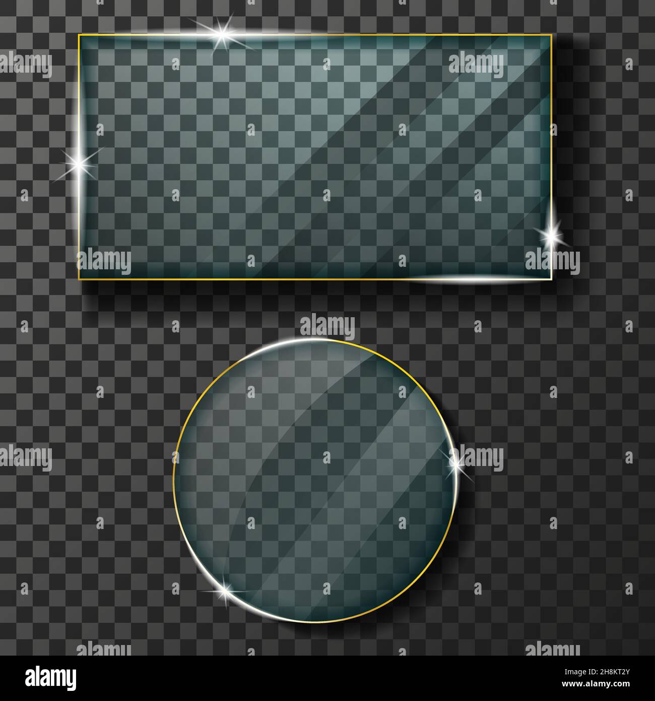 frame with light effects. glass round and rectangular plates realistic ...
