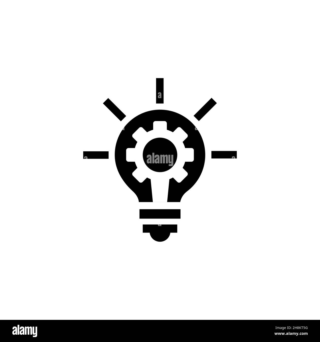 Light bulb with gears black silhouette vector icon Stock Vector
