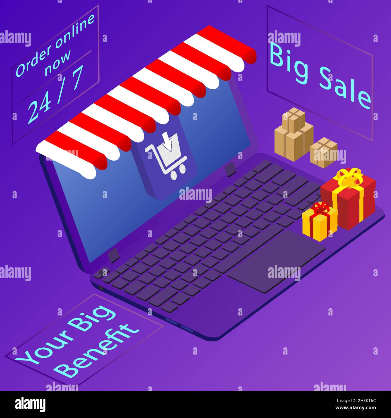 Flat 3d isometric modern design Shopping online Successful business e ...