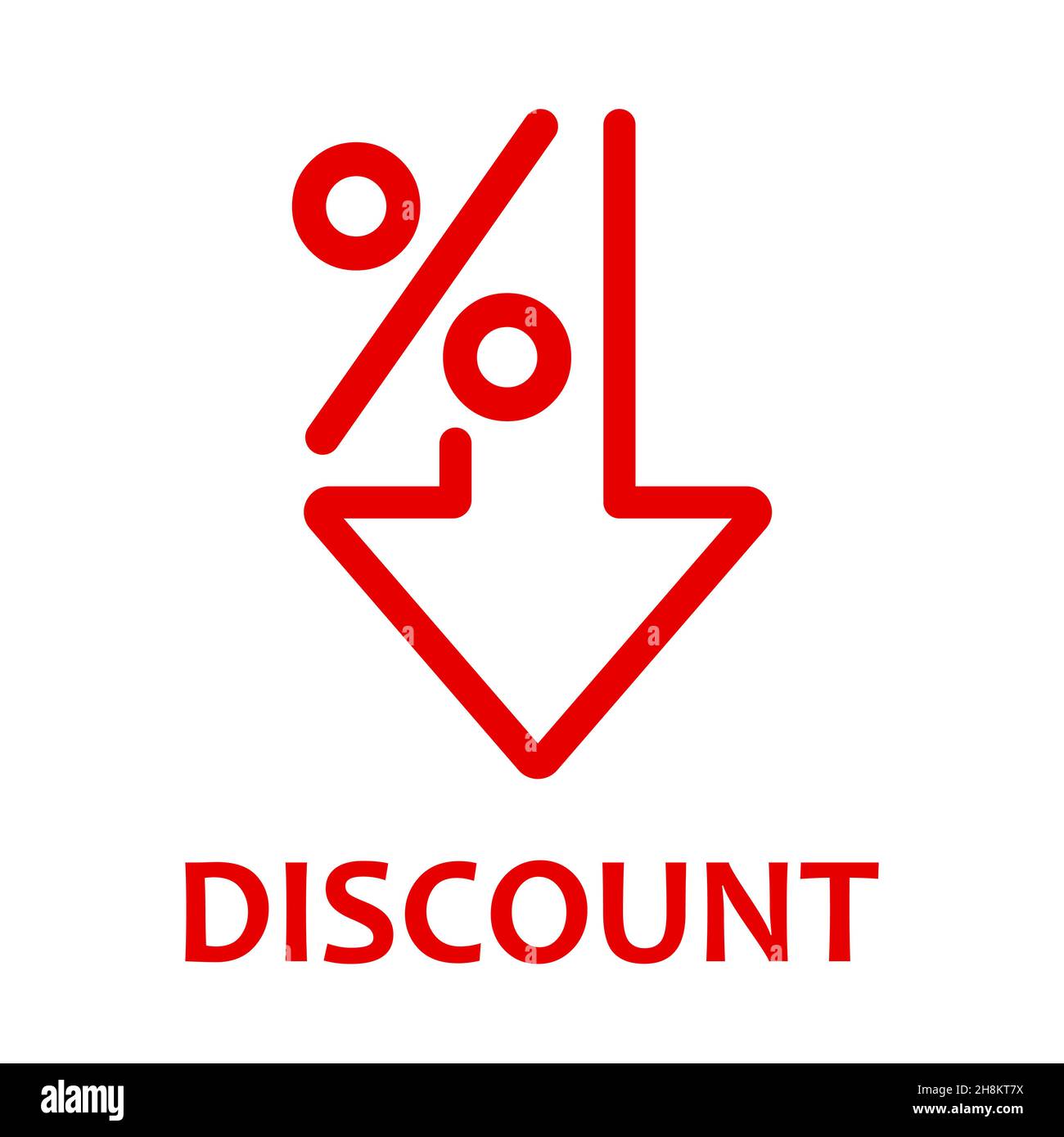 Percent down line icon. Discount. isolated on white background. Vector ...