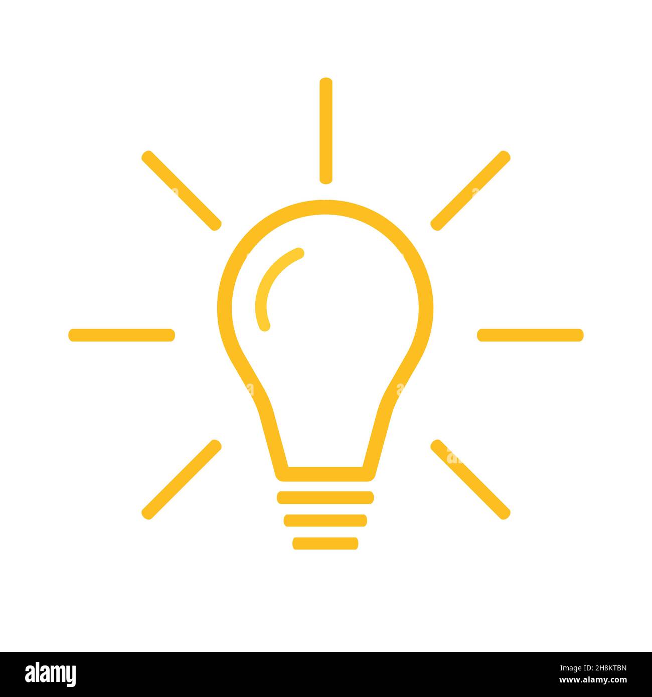 Light bulb flat style vector outline icon isolated on white background ...