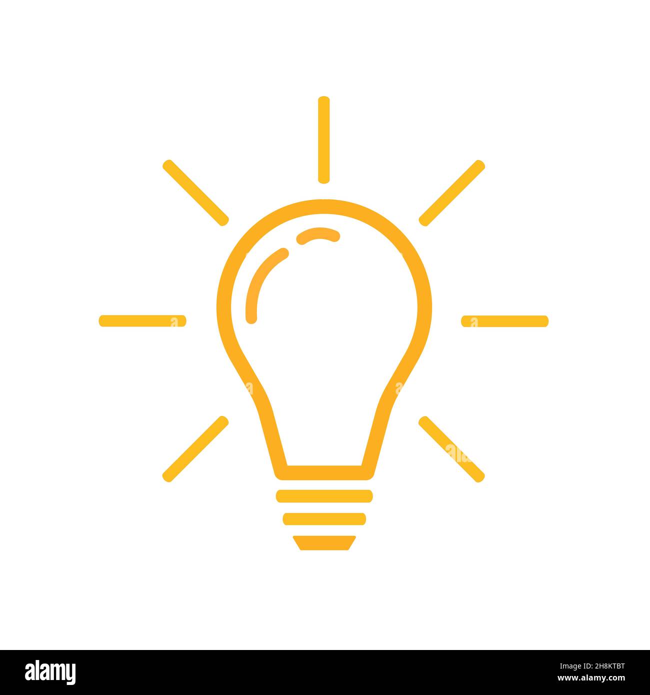 Light bulb flat style vector outline icon isolated on white background ...
