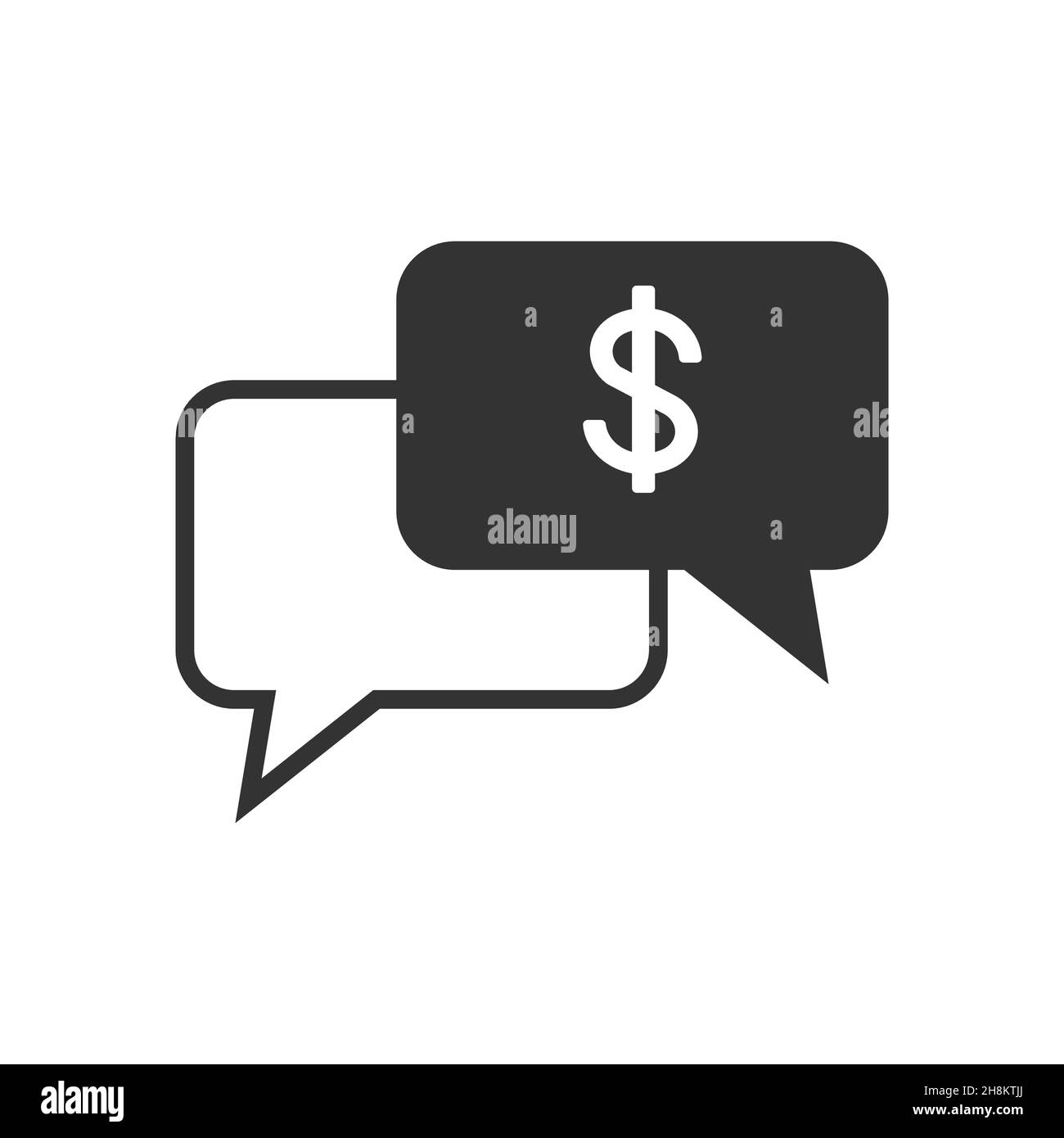 Dollar Speech Bubble Outline Icon isolated on white background Stock Vector