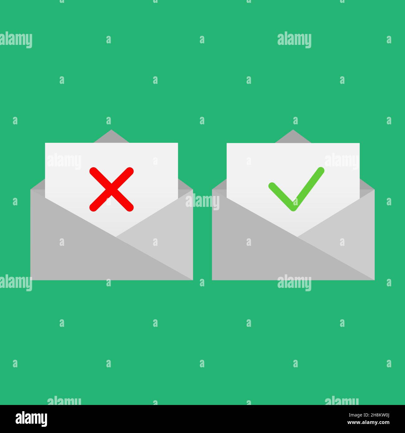 Envelope with Rejected letter. Stock Vector