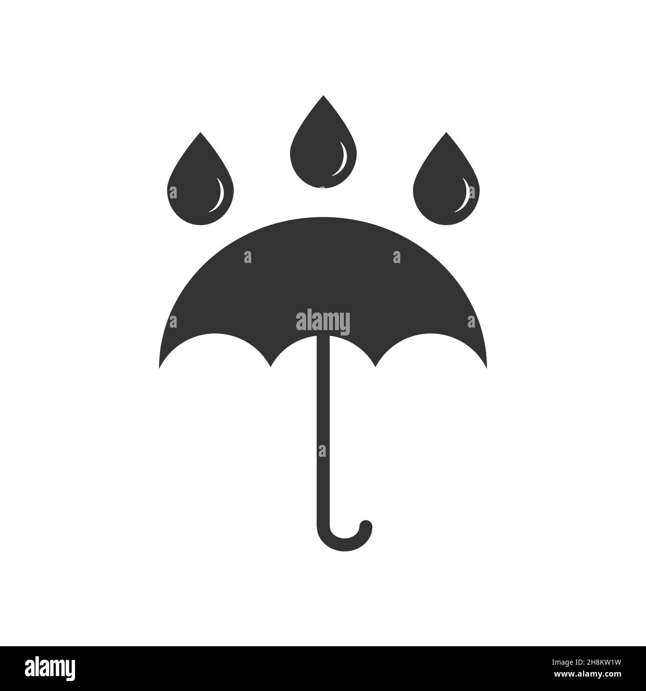 Black opened umbrella symbol with rain drops Stock Vector Image & Art