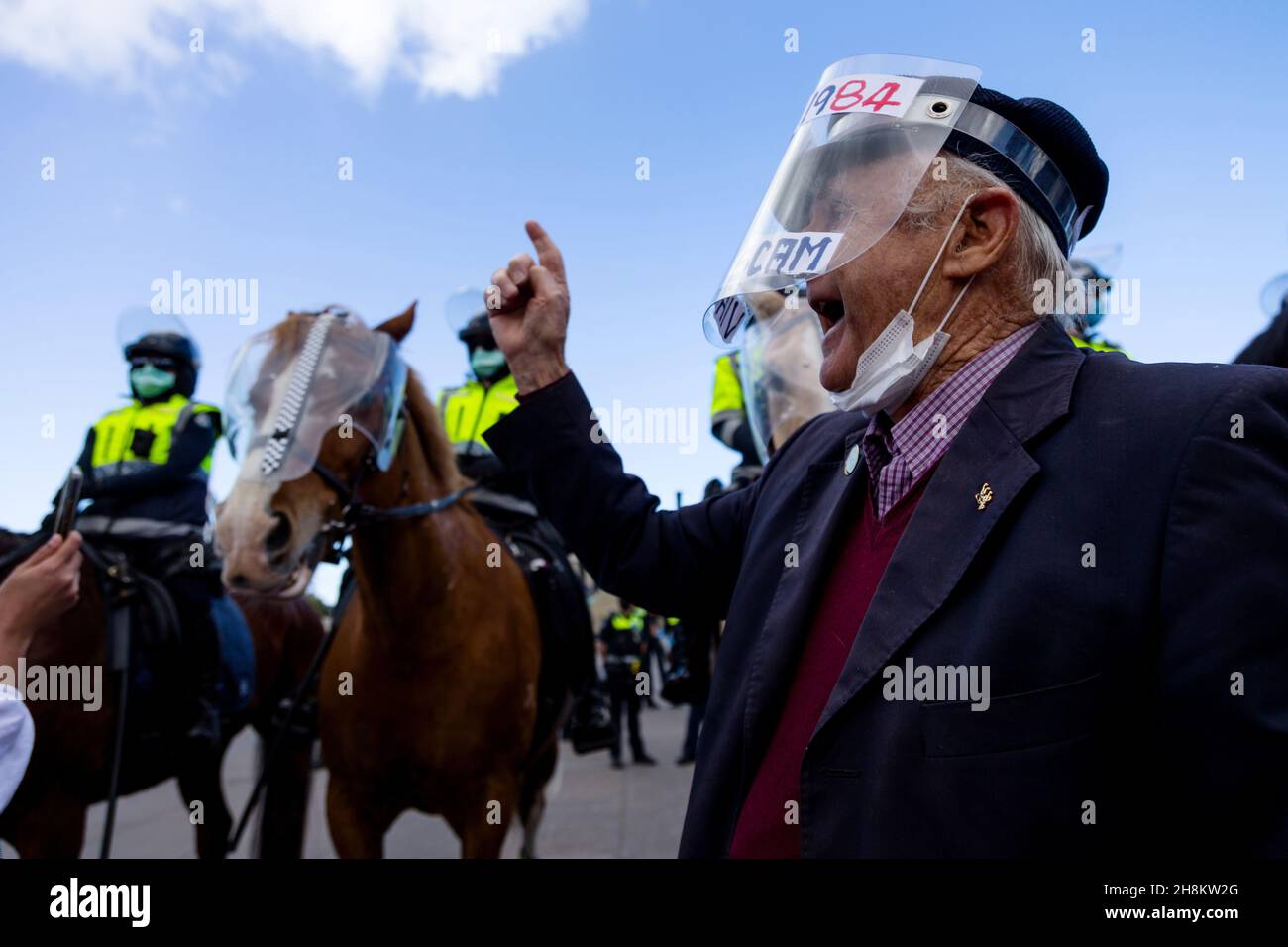 Melbourne Australia 9 September 2020. An elderly man wearing a