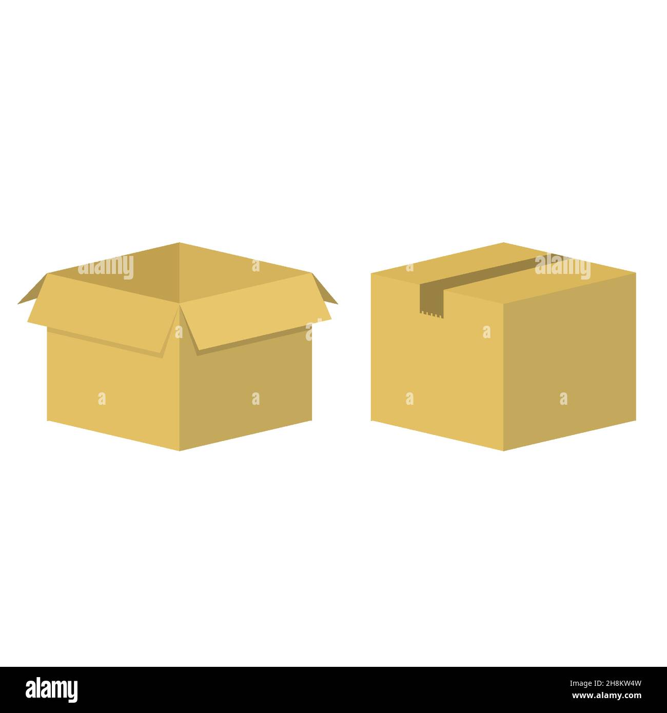 Cardboard parcel. Box package vector flat icons Stock Vector
