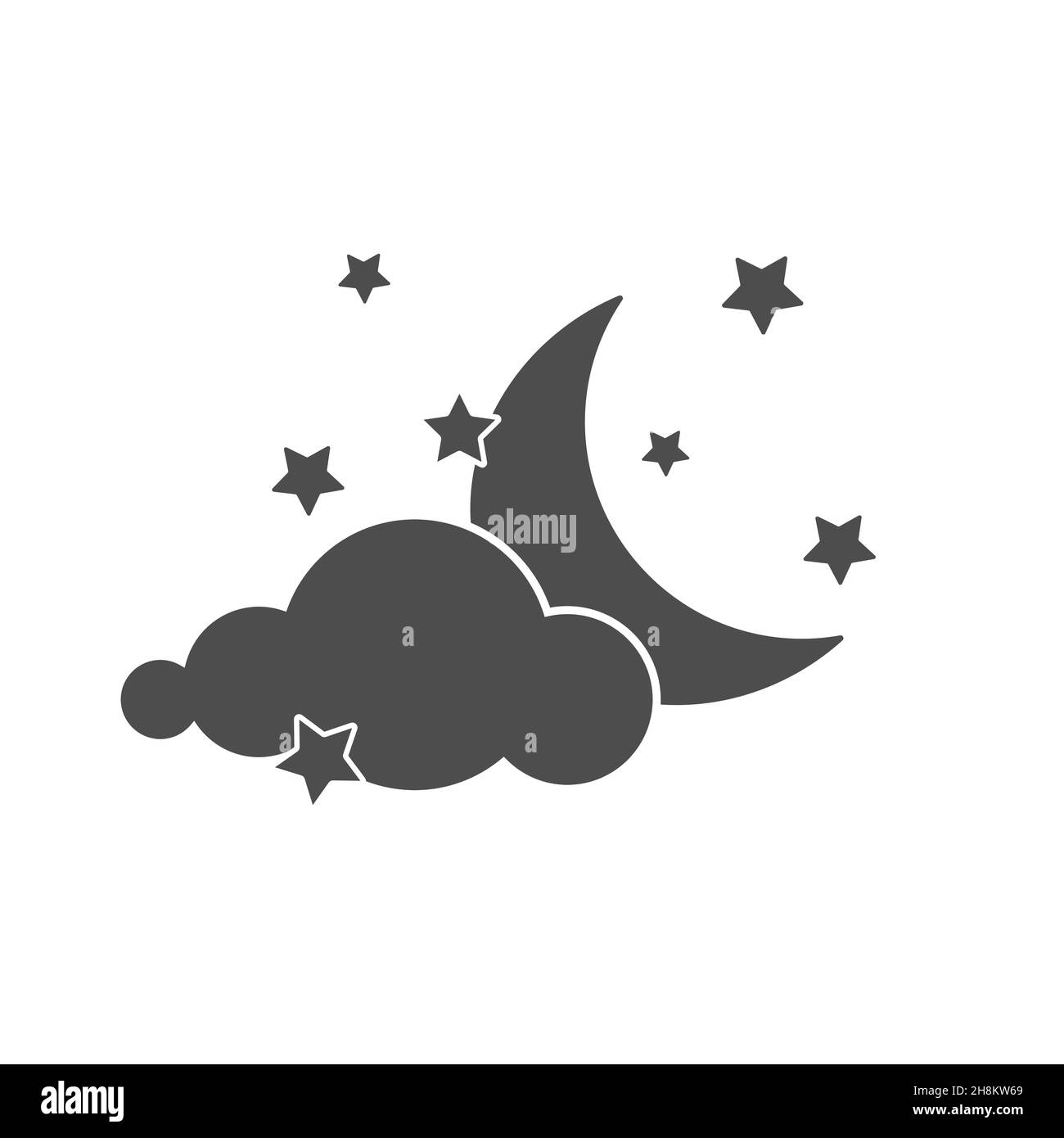 Moon and stars with a cloud icon Stock Vector Image & Art - Alamy