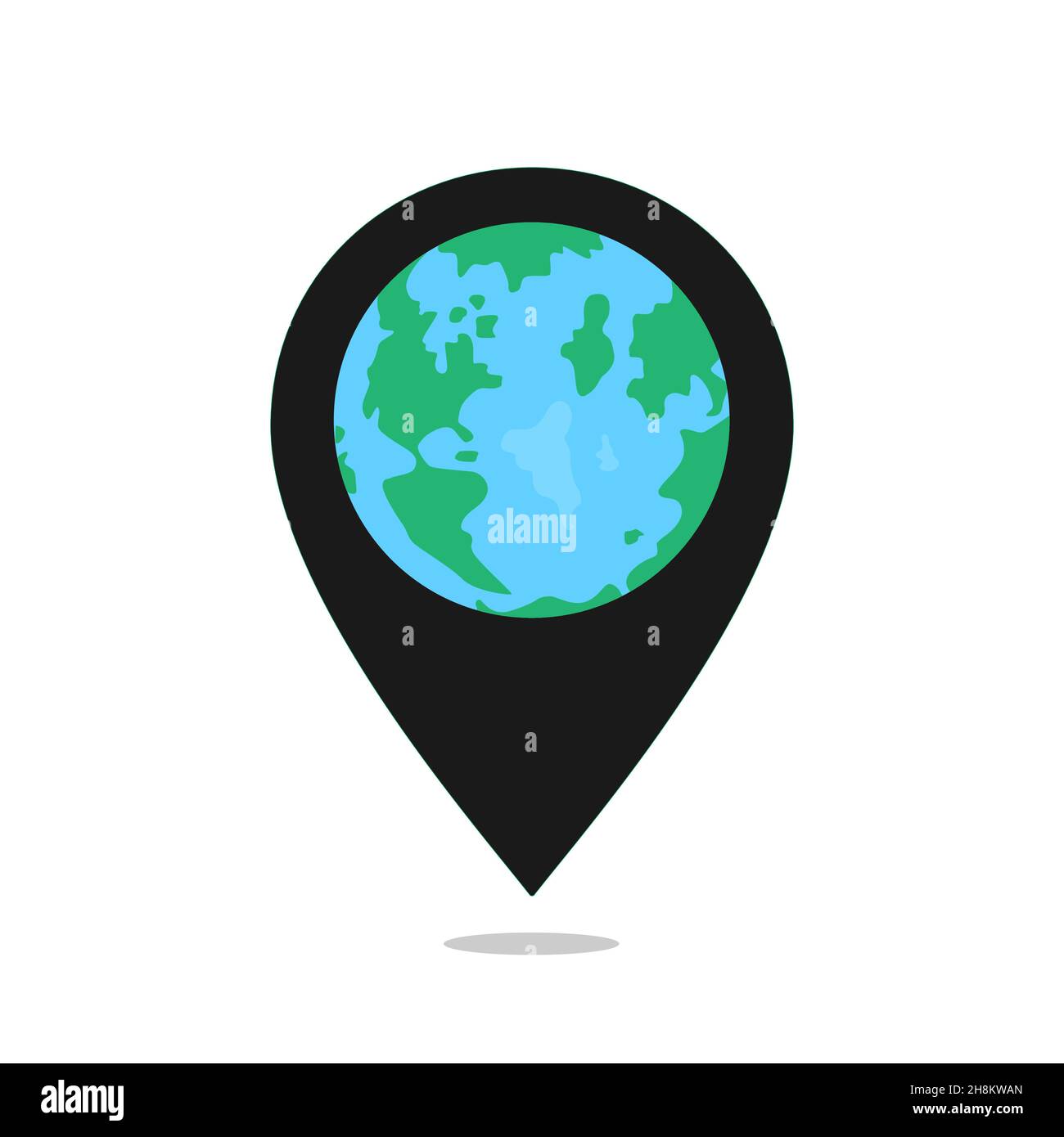 World Map on location pin. Map pointer isolated on a white background ...
