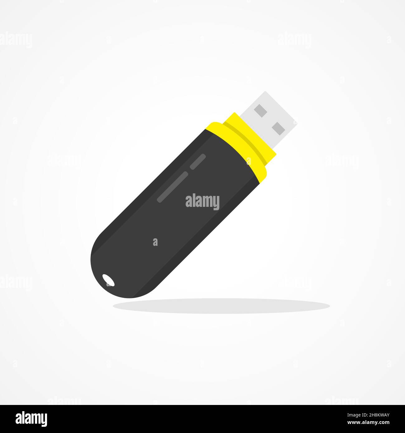 Flash drive flat icon with long shadow effect. Stock Vector