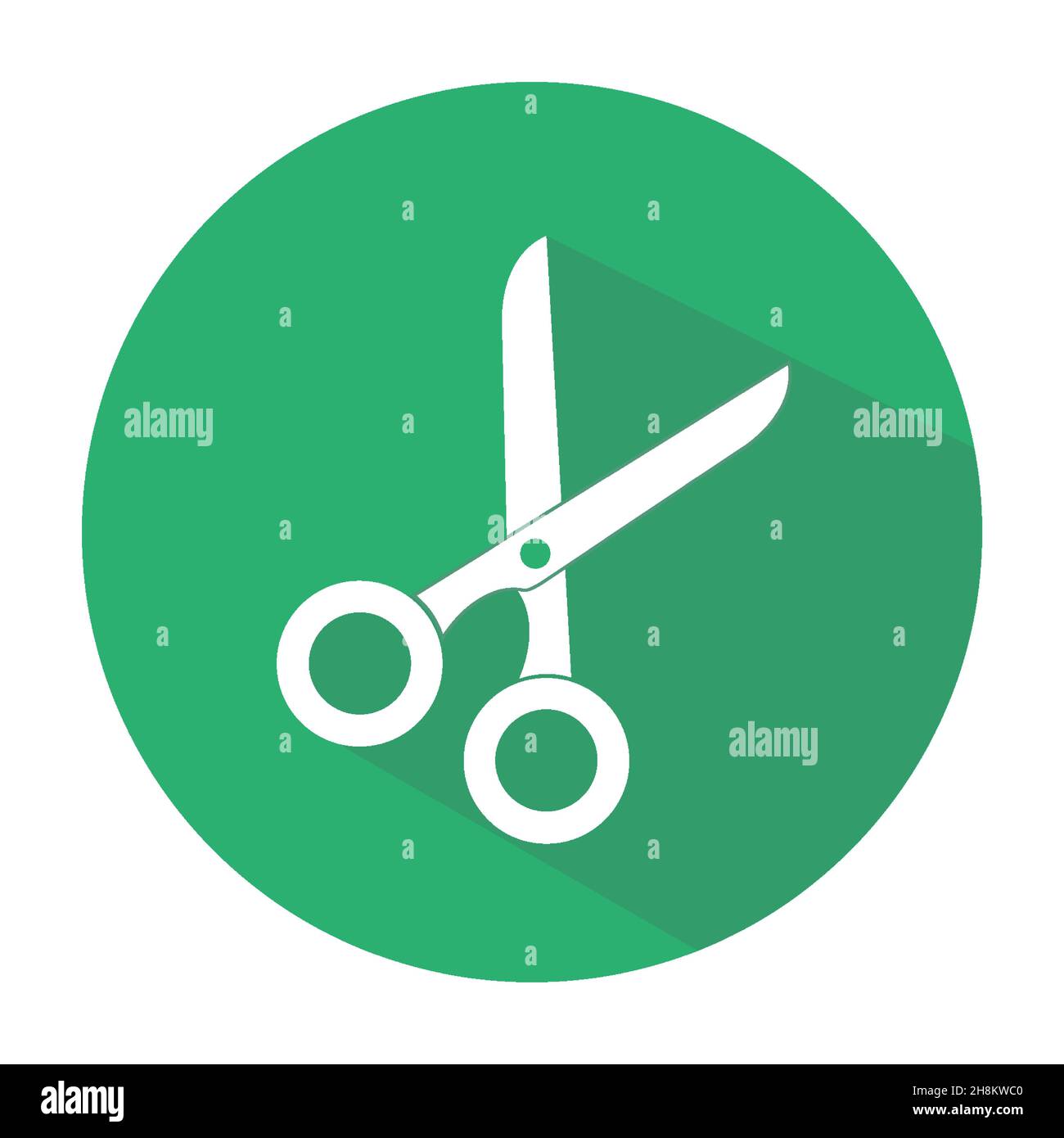 scissors Flat Blue Simple Icon with long shadow Stock Vector