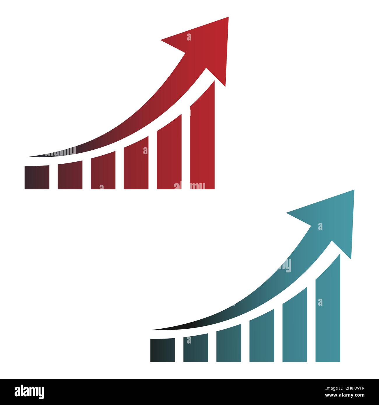 Growing bar graph clipart icon vector isolated on white background Stock Vector