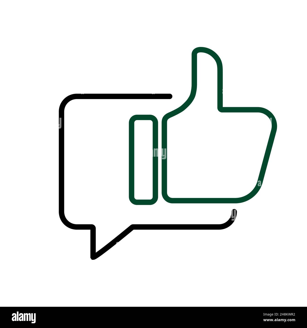 thumb up in speech bubble vector line icon Stock Vector