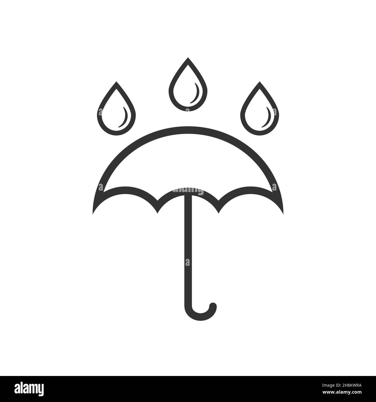 Opened umbrella outline symbol with rain drops Stock Vector Image & Art