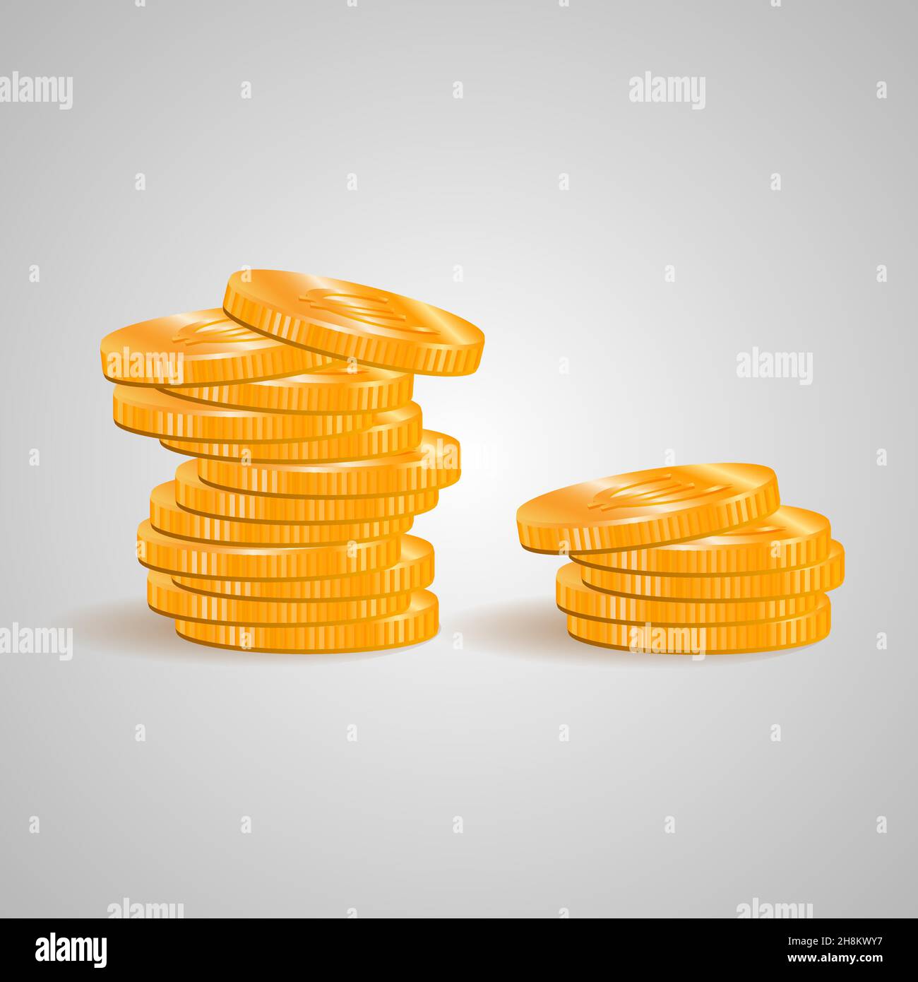 Stack of golden coins , illustration with shadow Stock Vector