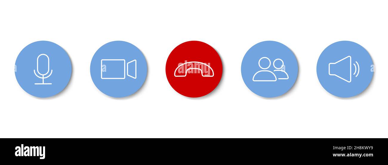 Set of Video call icons. Video conference. Collections buttons of online video chat app