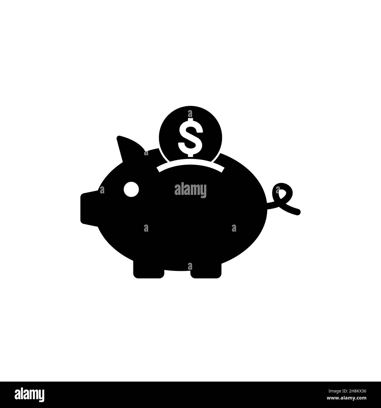 earnings. piggy bank sign with coins vector icon isolated on white background Stock Vector