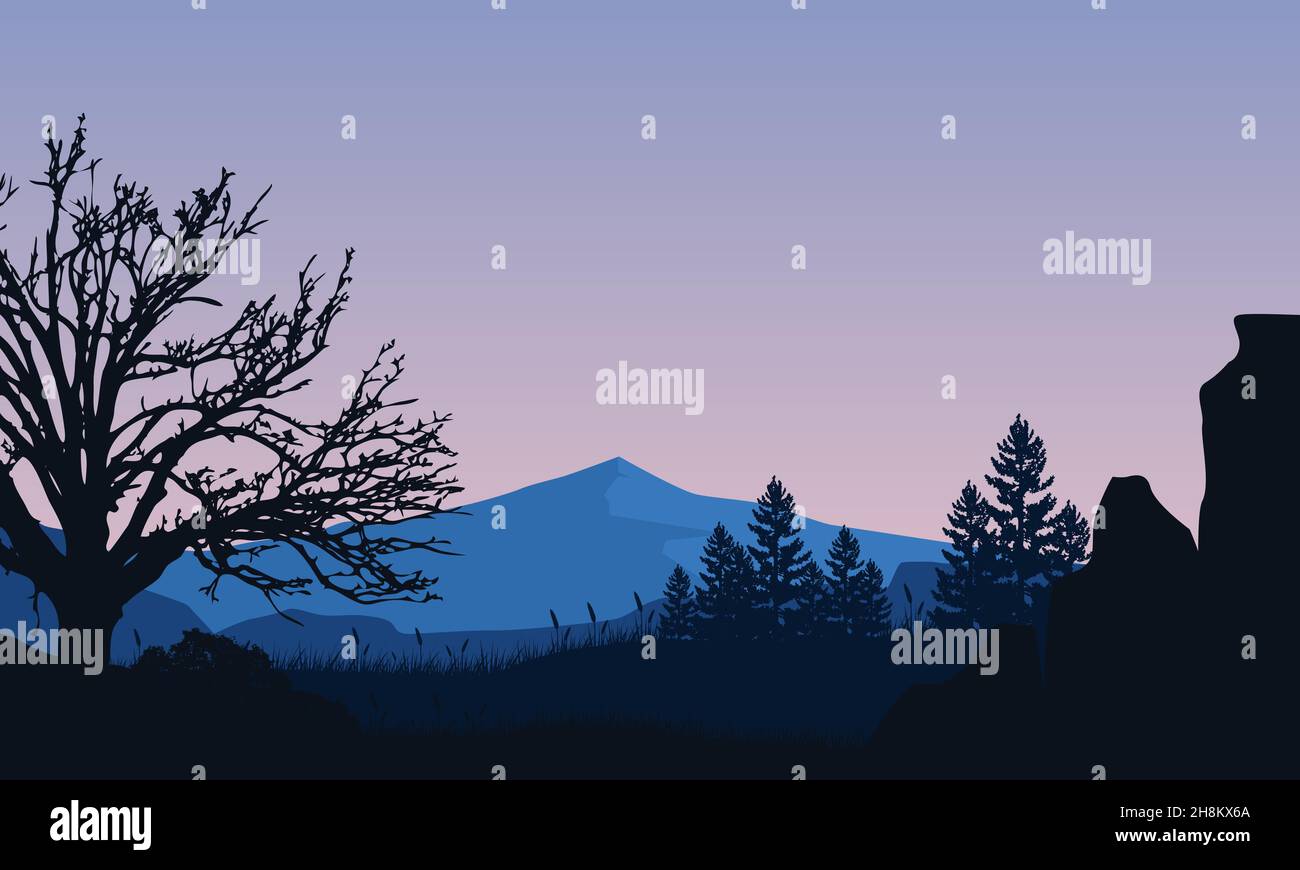 Pdusk Vector Incredible mountain views from the out of town at dusk. Vector ...