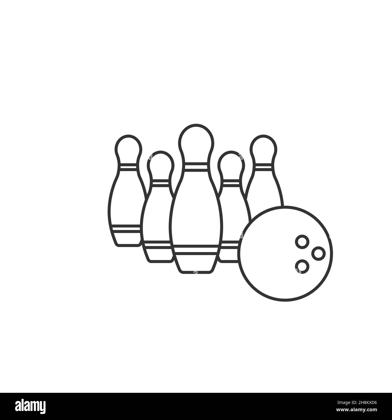 Bowling line icon black simple sign isolated on white background Stock Vector