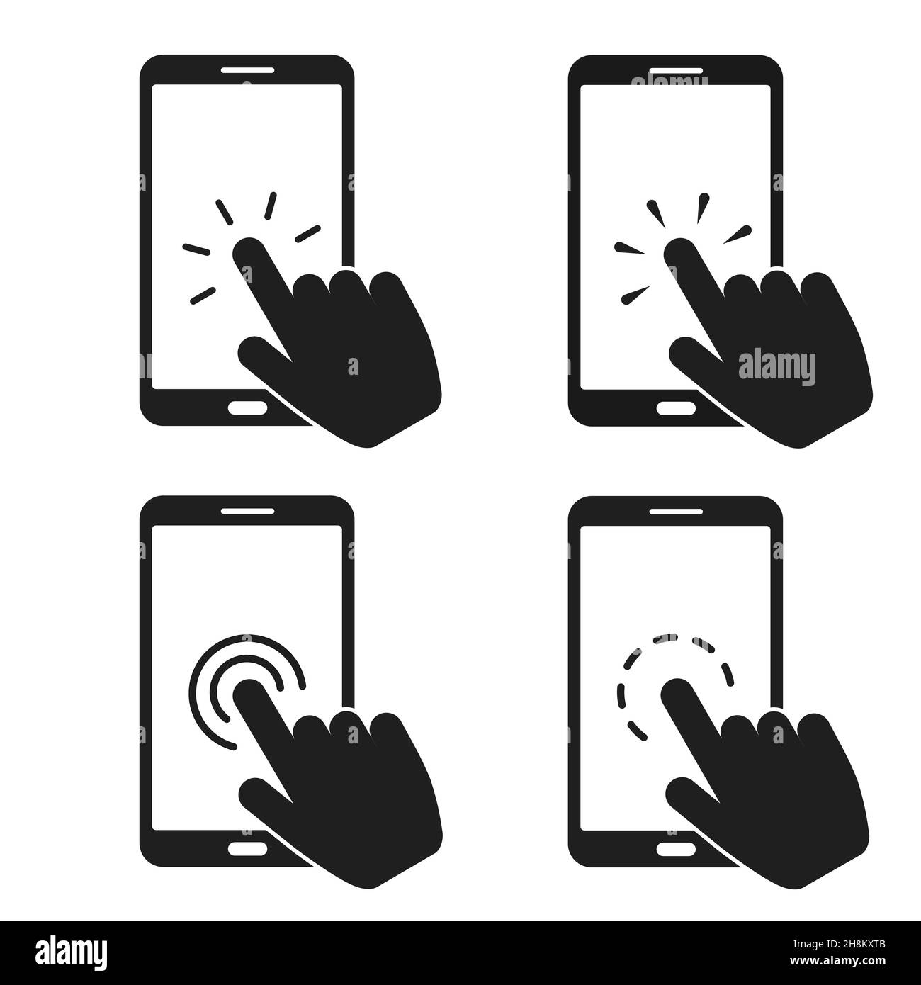 Hand touch screen smartphone icon. Smartphone screen with clicking