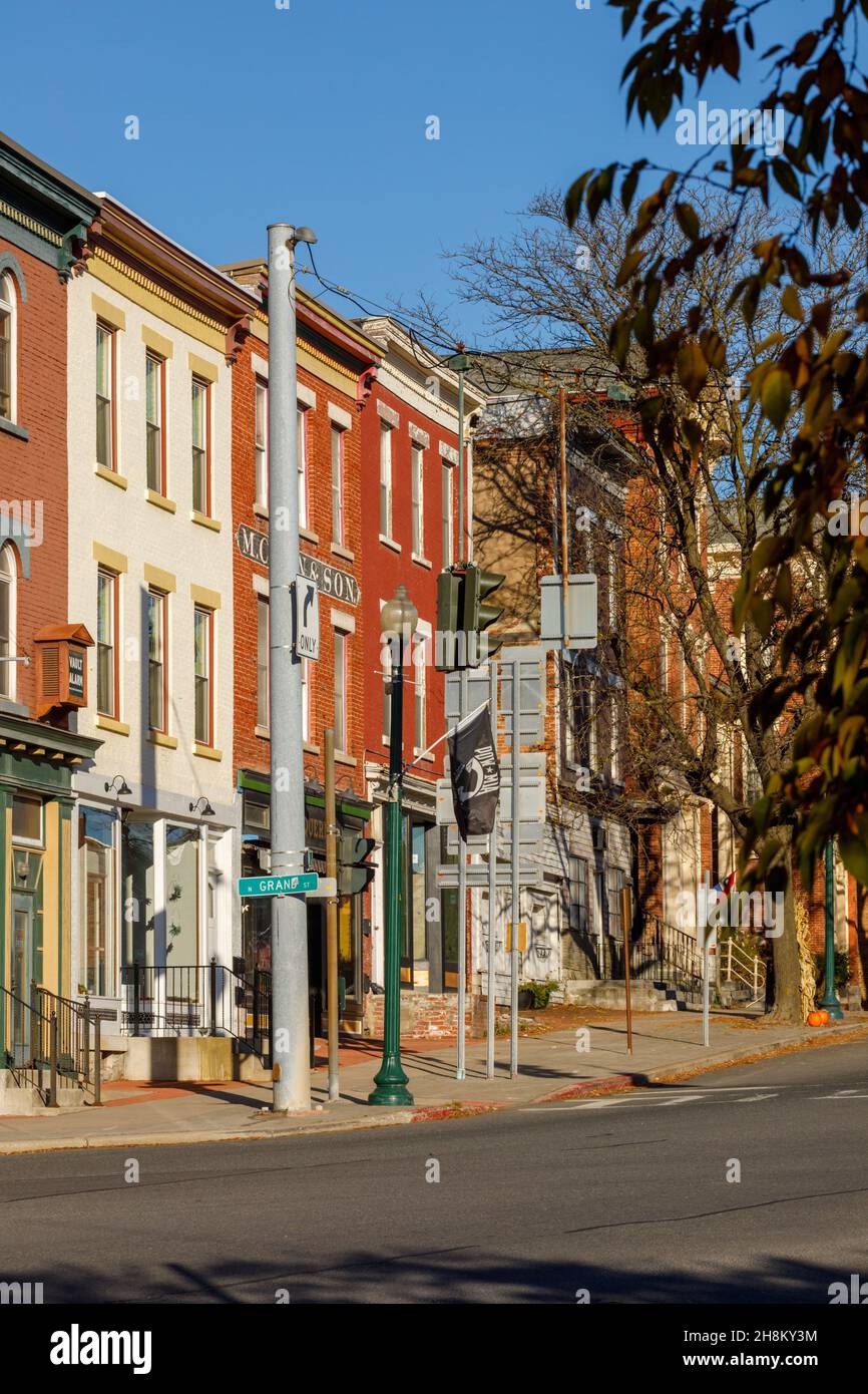 Main Street of Cobleskill, a village in Schoharie County, New York State, USA. Stock Photo