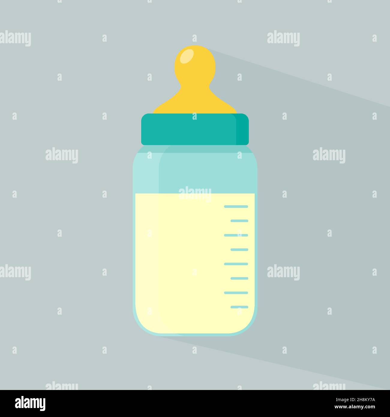 Flat modern design with shadow, SEO. Icons mobile applications and web design. Working optimization: baby bottle Stock Vector