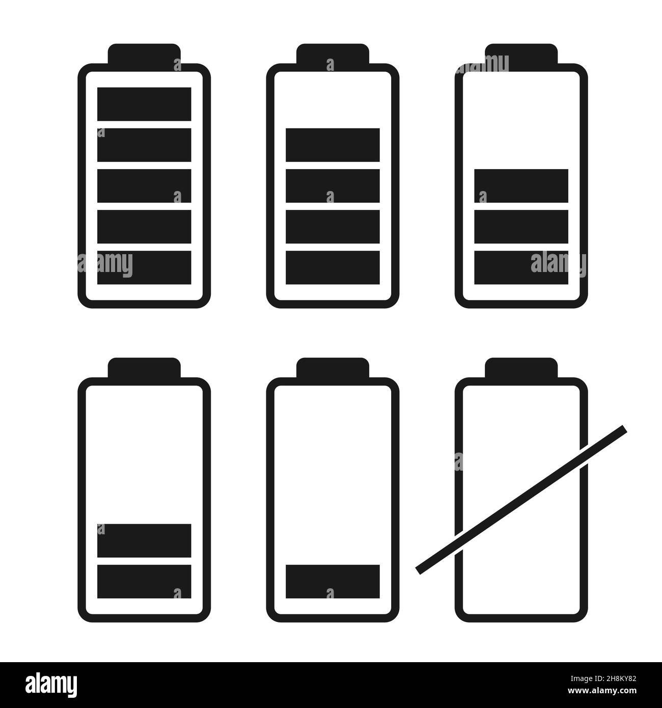 Set of battery charge level indicators. Vector illustration Stock ...