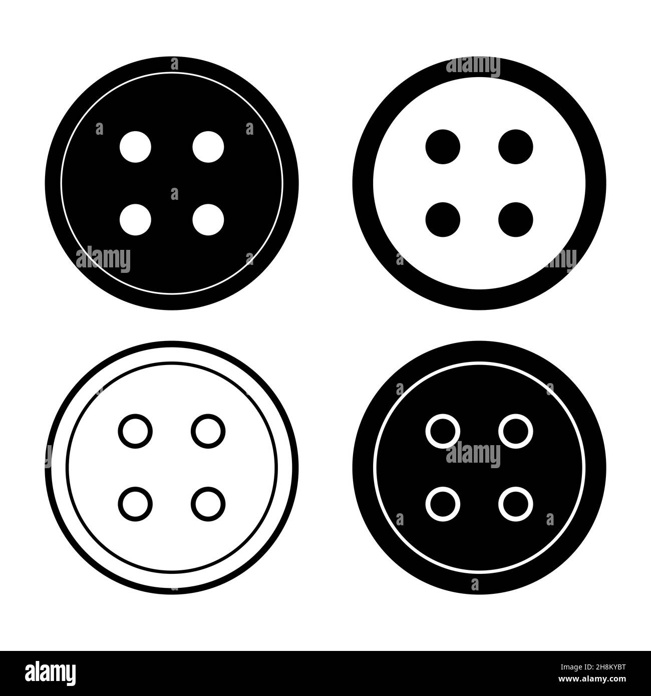 clothes buttons black and white, vector isolated on white background Stock Vector