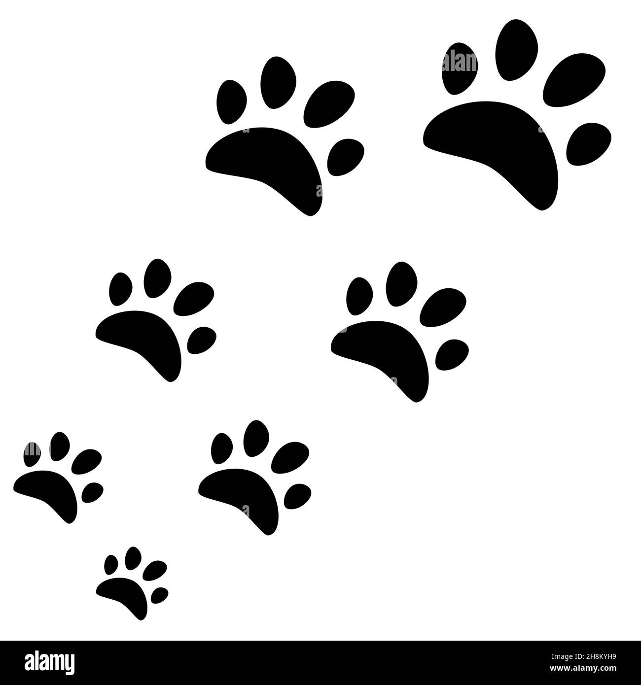 Cat tracks with shadow, vector icon isolated on white background Stock Vector