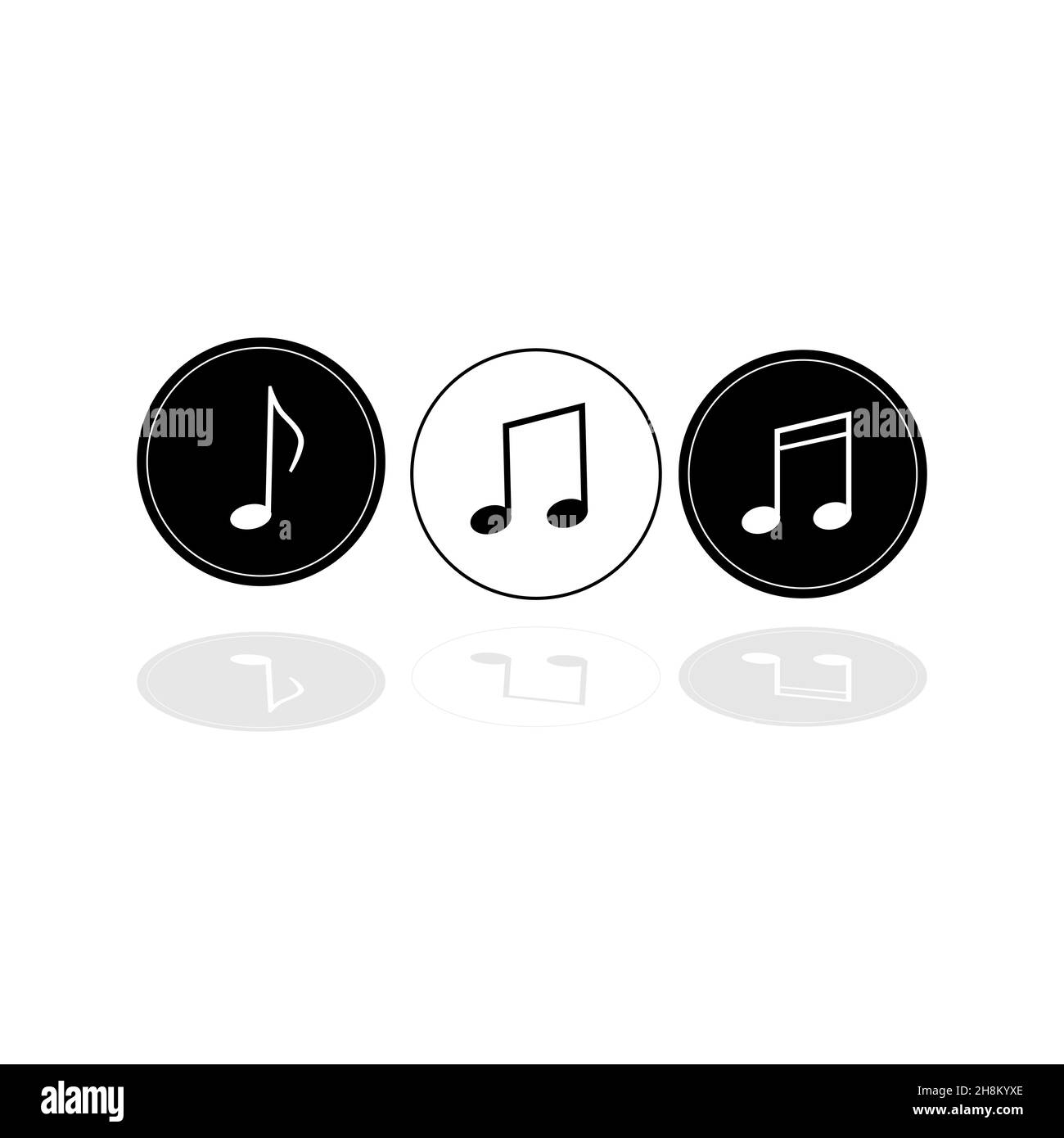 Music notes signs. Flat black icon in white circle Stock Vector Image ...