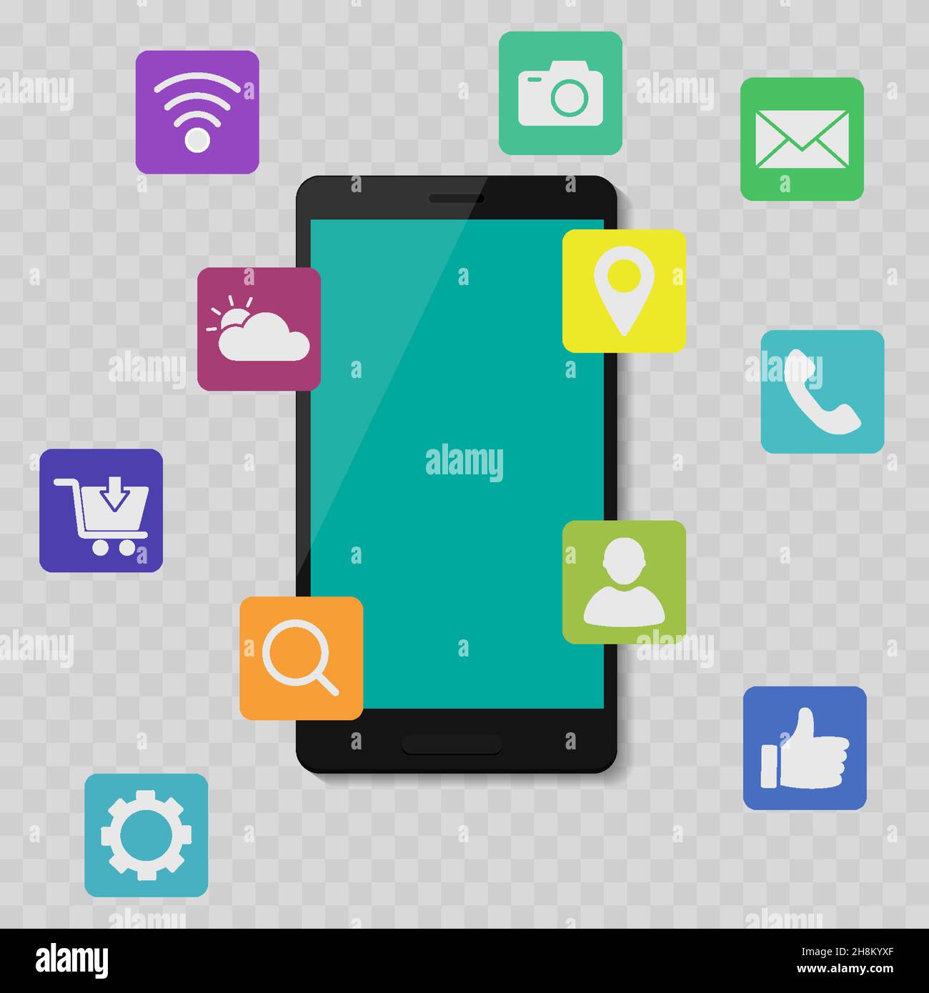 smartphone with mobile applications vector Stock Vector Image & Art - Alamy