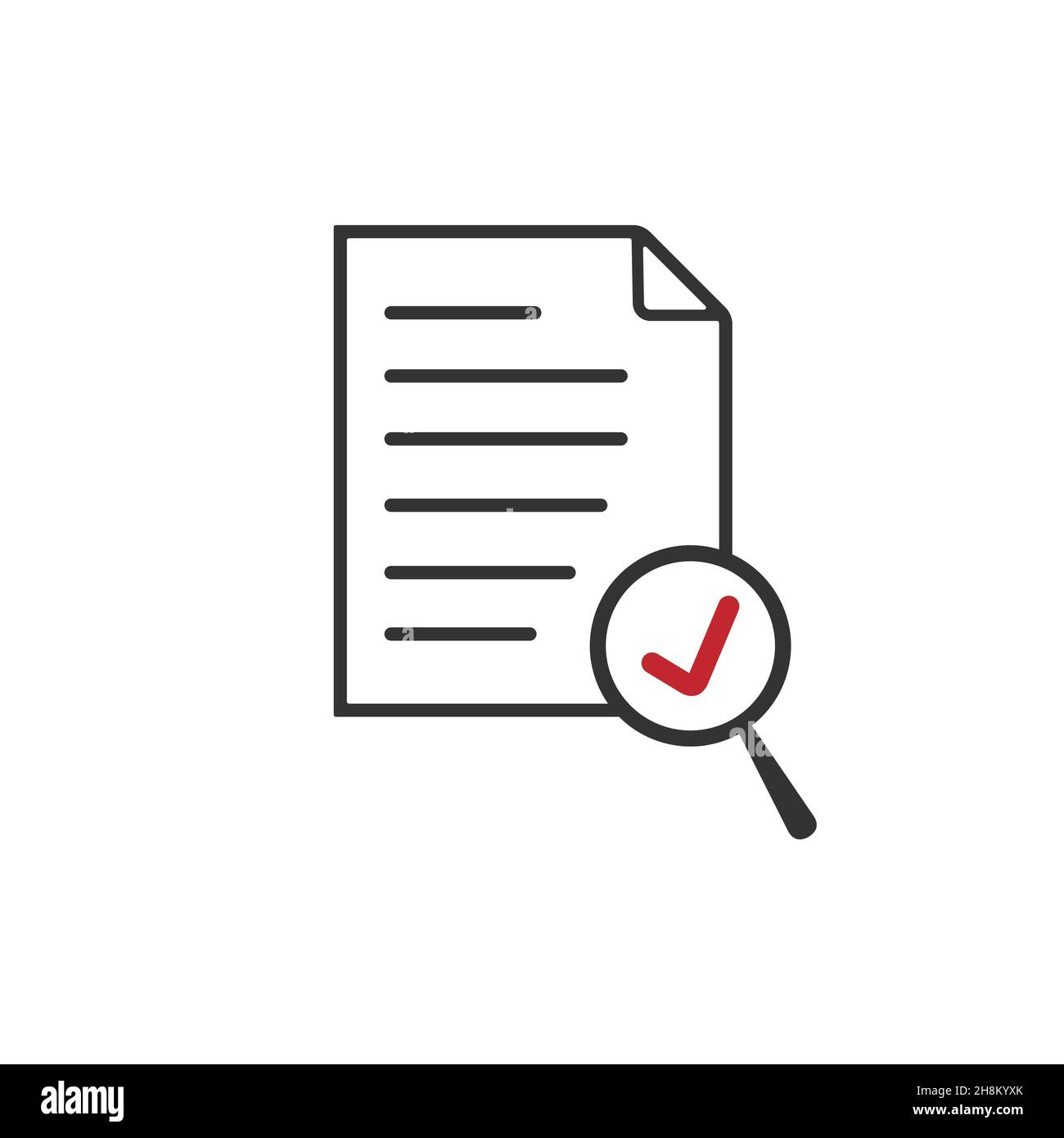 Scrutiny document plan, magnifying glass like check assess. Stock Vector