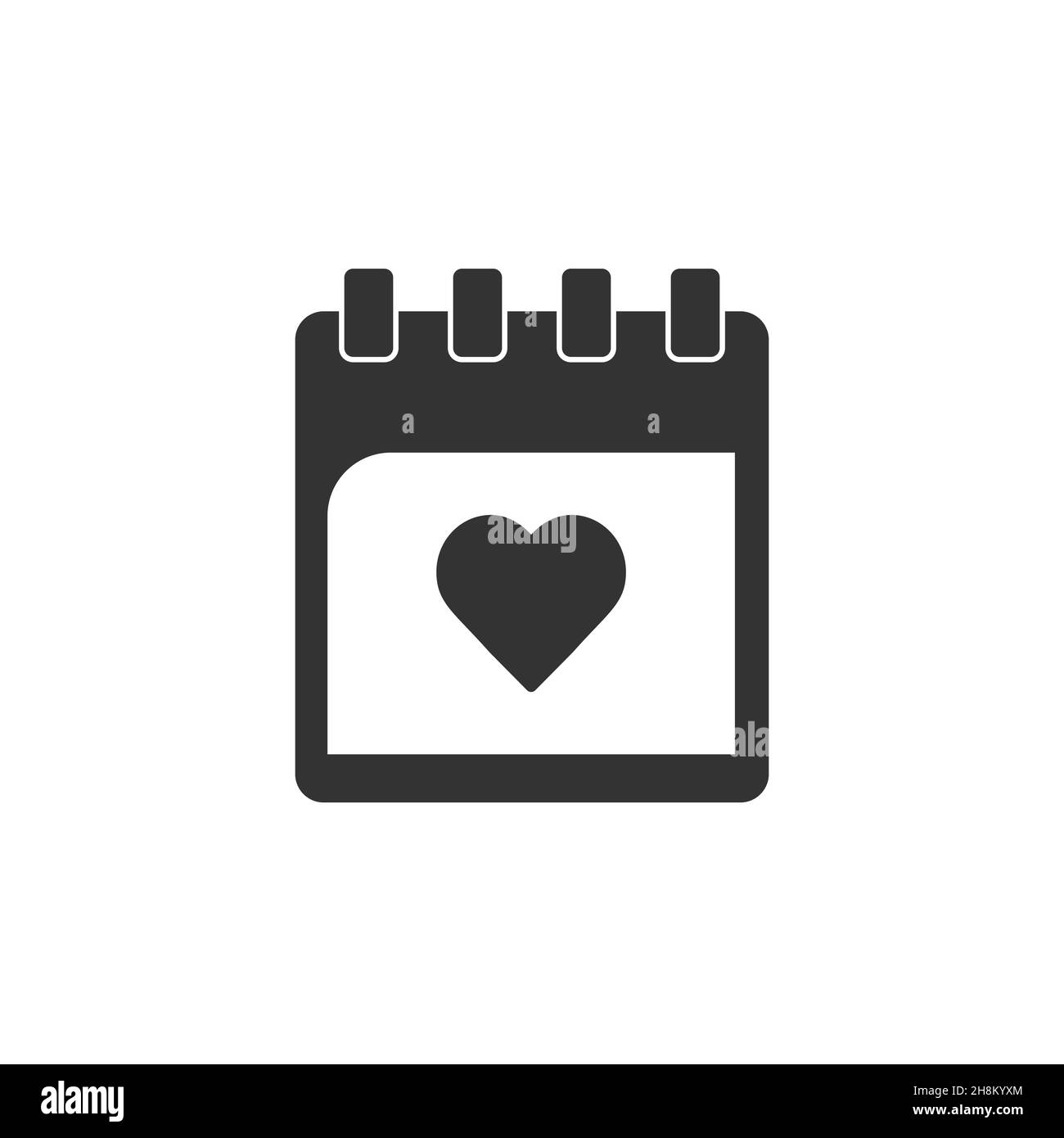 calendars icon with heart inside vector isolated on white background Stock Vector