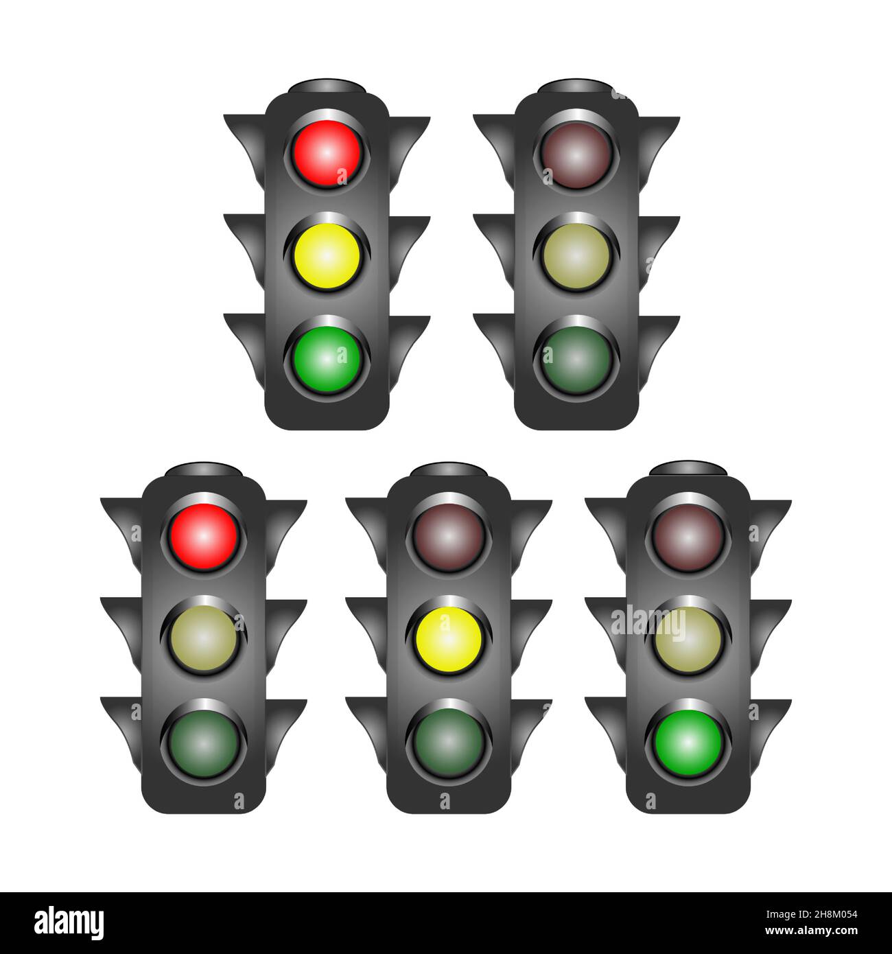 Set of traffic lights, vector image isolated on white background Stock ...