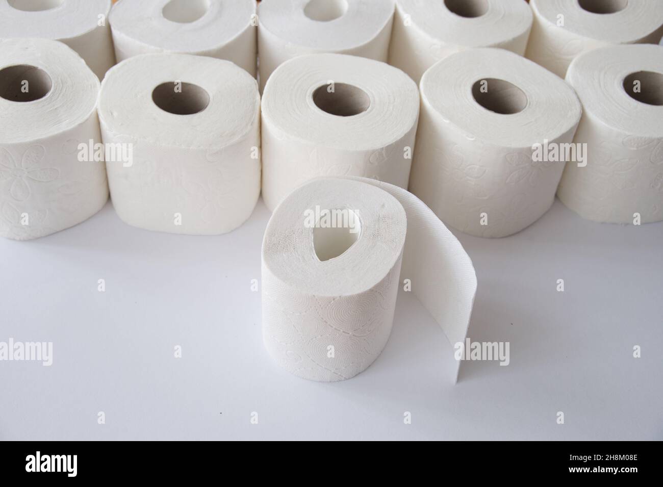 Set of toilet paper on white background Stock Photo Alamy