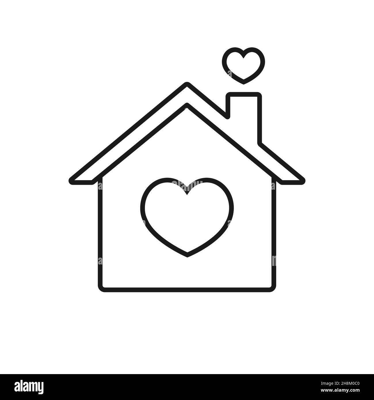 house with heart linear icon vector for web Stock Vector Image & Art ...