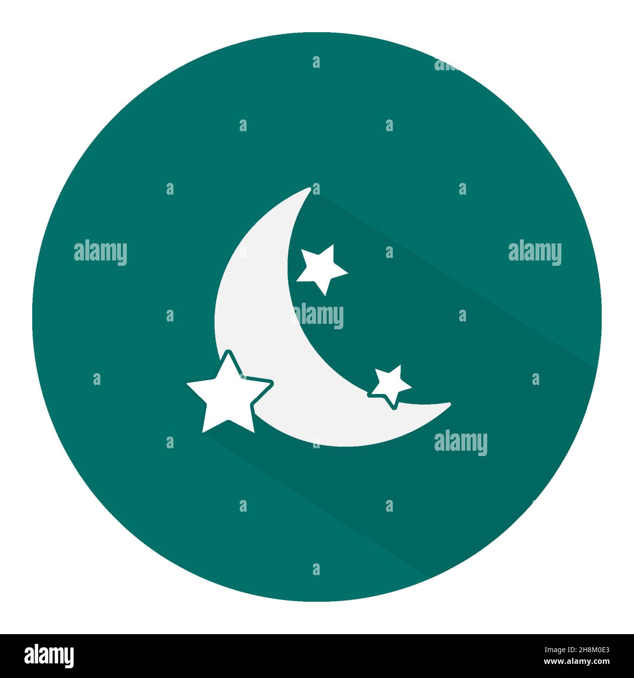 White Moon and stars icon isolated with long shadow Stock Vector Image ...