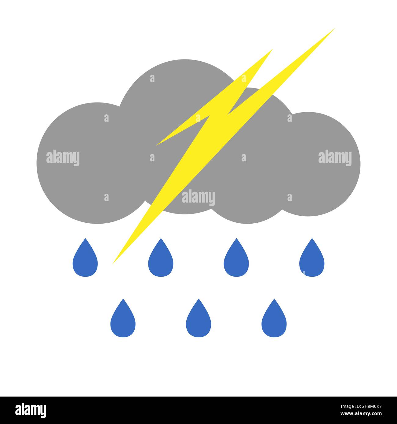 Cloud storm with lightning and rain isolated on white background Stock ...