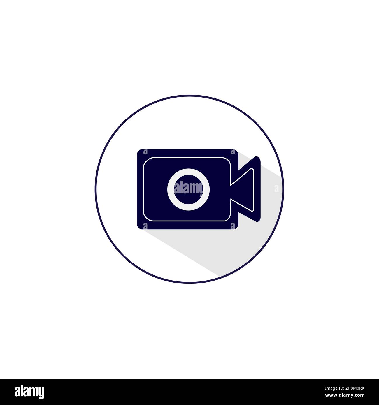 Camcorder sign. Filming. Flat icon. Blue color with shadow Stock Vector