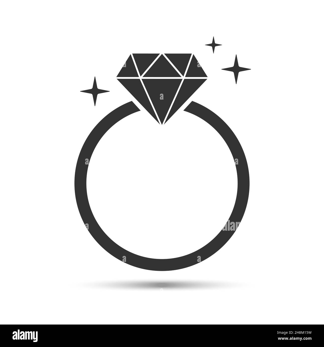 Diamond ring elegance silver button, black version icon Stock Vector ...