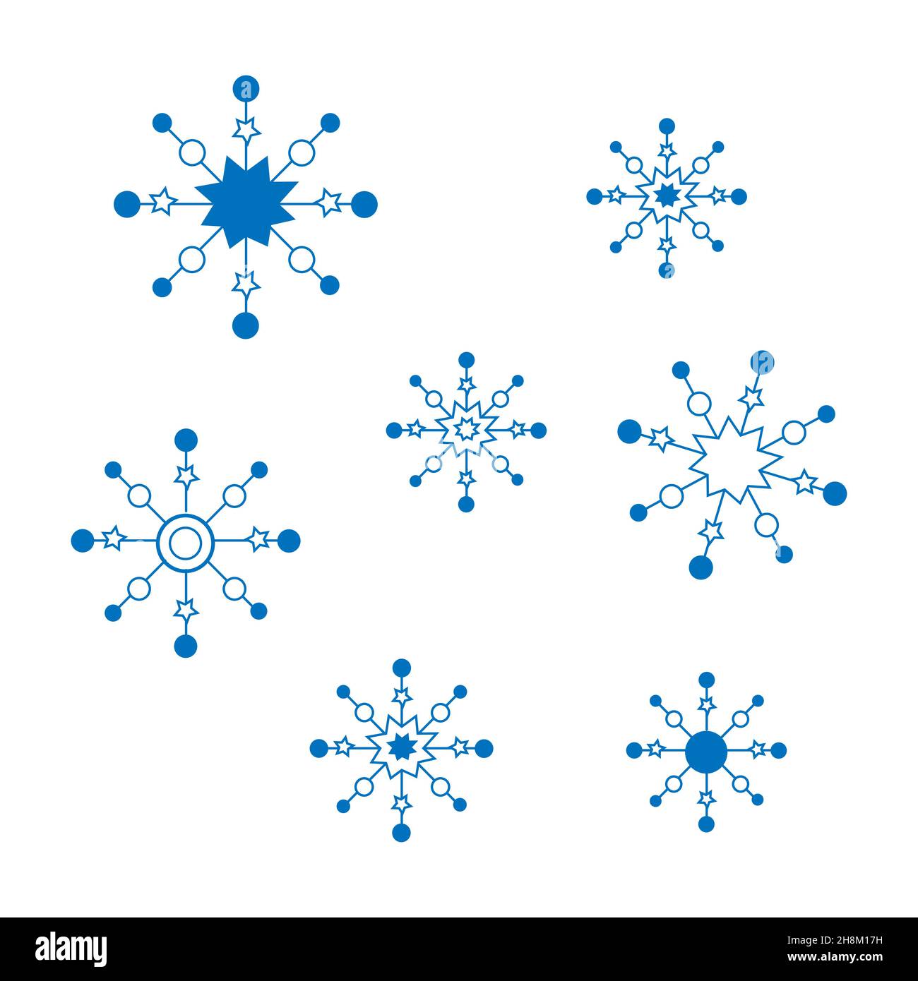 snowflakes, christmas snow, vector isolated on white background Stock Vector