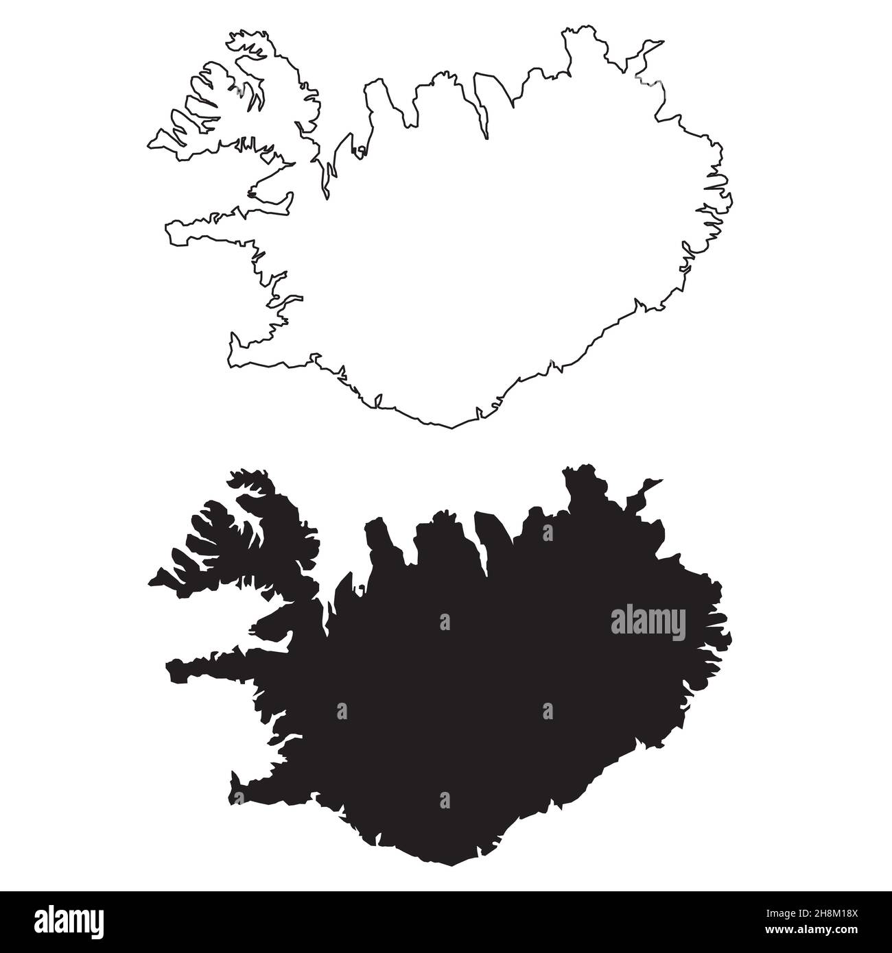 Outline map of Iceland. map of Iceland on white background. flat style