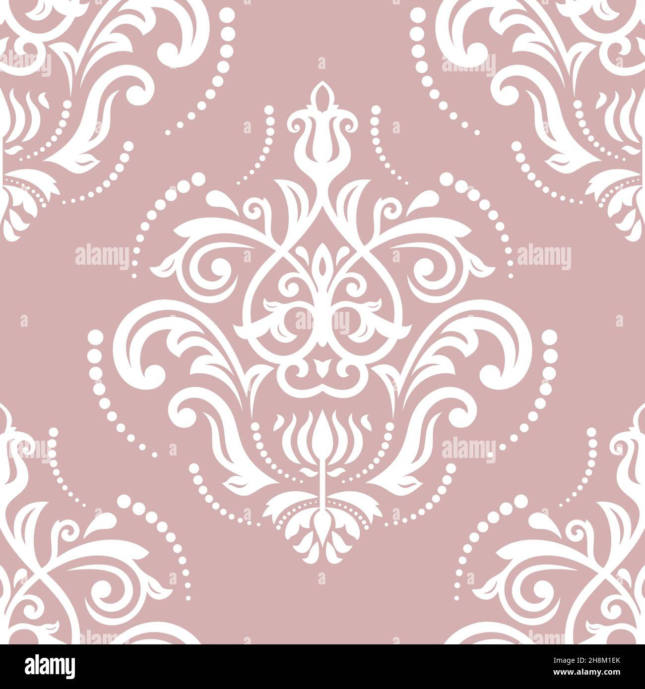 Classic seamless pattern. Damask orient purple and white ornament ...