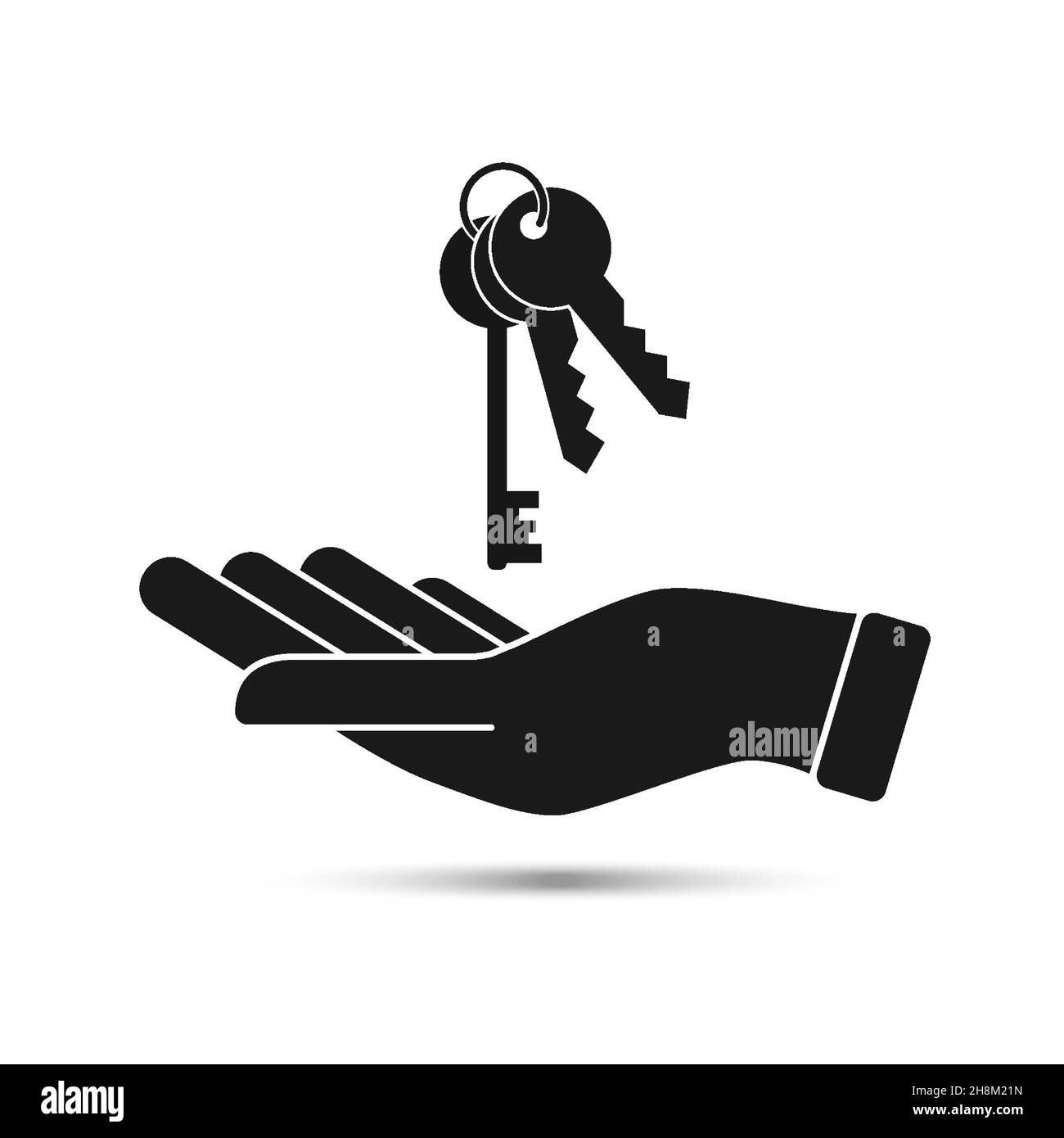 hand with keys black icon on white background isolated vector Stock ...